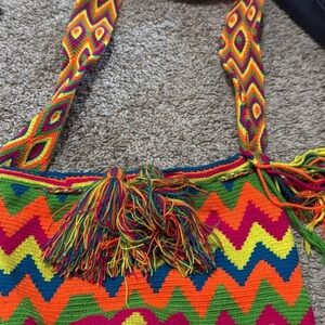 Wayuu Tribe Multicolor Zigzag Shoulder Bag